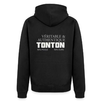 Tonton ours et poule Véritable Et Authentique - Veste à capuche bio Premium Unisexe - noir - Dos - Nico (187cm)