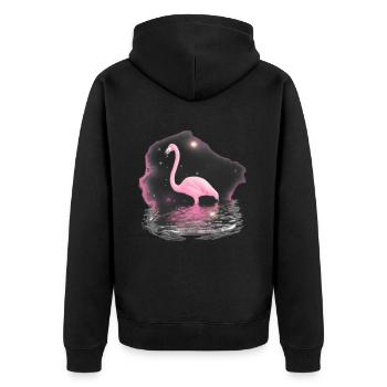 Flamingo Galaxy Space Idée cadeau Rose Trendy - Veste à capuche bio Premium Unisexe - noir - Dos - Nico (187cm)