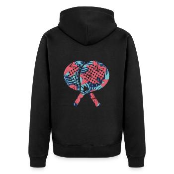 Padel Tennis Padelschläger Frauen Padel-Tennis - Unisex Premium Bio Zip Hoodie - Schwarz - Hinten - Nico (187cm)