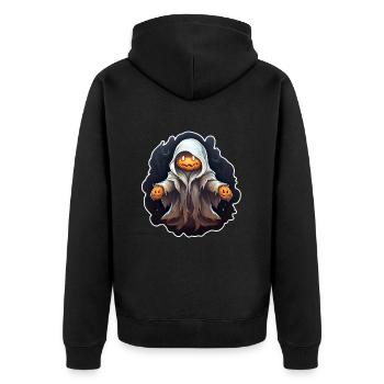 Fantôme d’Halloween - Veste à capuche bio Premium Unisexe - noir - Dos - Nico (187cm)
