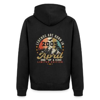 April 2005 Vintage Born Vintage Birthday - Unisex Premium Organic Zip Hoodie - black - Back - Nico (187cm)