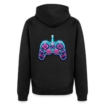 Gaming - Konsole - Controller bei Videospielen - Unisex Premium Bio Zip Hoodie - Schwarz - Hinten - Nico (187cm)