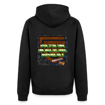 Affen, Titten, Turbo....!!! - Club WoW - Unisex Premium Bio Zip Hoodie - Schwarz - Hinten - Nico (187cm)