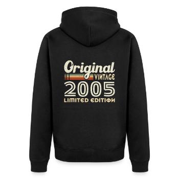 Original 2005 Vintage Geburtstagsgeschenk - Unisex Premium Bio Zip Hoodie - Schwarz - Hinten - Nico (187cm)