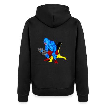 Monkey, Gorilla, Bodybuilder Monkey, Comic, Fitness - Unisex Premium Organic Zip Hoodie - black - Back - Nico (187cm)