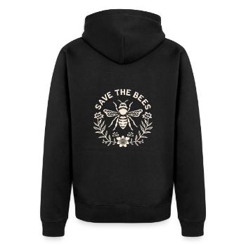 Rettet die Bienen, rettet die Bienen - Unisex Premium Bio Zip Hoodie - Schwarz - Hinten - Nico (187cm)