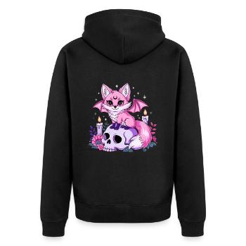 Tier Kawaii Pastell Goth Aaesthetic - Unisex Premium Bio Zip Hoodie - Schwarz - Hinten - Nico (187cm)