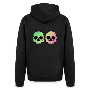 Two skulls - Unisex Premium Bio Zip Hoodie - Schwarz - Hinten - Nico (187cm)