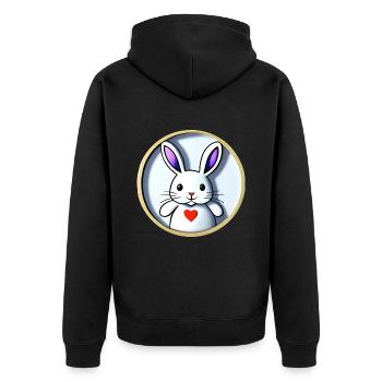 Ostergeschenk - Unisex Premium Bio Zip Hoodie - Schwarz - Hinten - Nico (187cm)