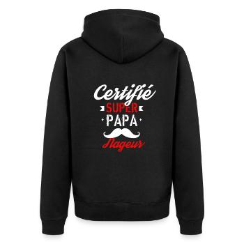 Certifié Super papa Nageur - Veste à capuche bio Premium Unisexe - noir - Dos - Nico (187cm)
