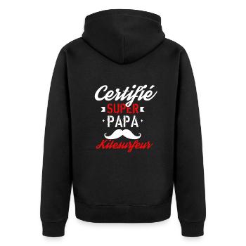 Certifié super papa kitesurfeur - Veste à capuche bio Premium Unisexe - noir - Dos - Nico (187cm)