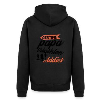 Certifié papa triathlon addict - Veste à capuche bio Premium Unisexe - noir - Dos - Nico (187cm)