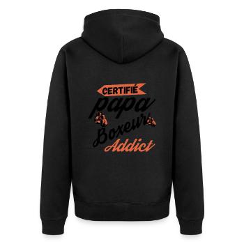 Certifié Papa Boxeur Addict - Veste à capuche bio Premium Unisexe - noir - Dos - Nico (187cm)