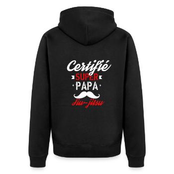 Certifié Super Papa jiu jitsu - Veste à capuche bio Premium Unisexe - noir - Dos - Nico (187cm)
