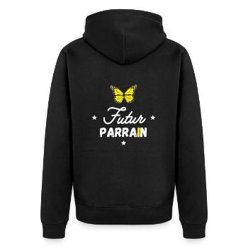 Futur parrain - Veste à capuche bio Premium Unisexe - noir - Dos - Nico (187cm)