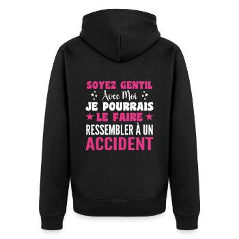 Infirmiere Soyez Gentil Avec Moi Humour Infirmière - Veste à capuche bio Premium Unisexe - noir - Dos - Nico (187cm)
