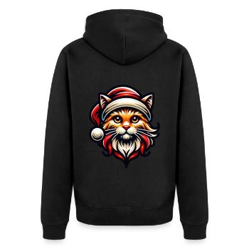 Katze Retro Weihnachten - Unisex Premium Bio Zip Hoodie - Schwarz - Hinten - Nico (187cm)