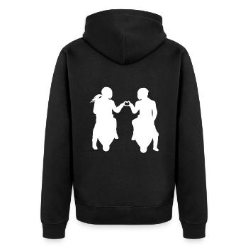 Bikercouple Paar Pärchen Motorrad Supersportler - Unisex Premium Bio Zip Hoodie - Schwarz - Hinten - Nico (187cm)