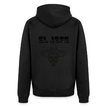 the boss, El Jefe, El boss - Unisex Premium Organic Zip Hoodie - black - Back - Nico (187cm)