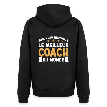 voici à quoi ressemble le coach parfait - Veste à capuche bio Premium Unisexe - noir - Dos - Nico (187cm)