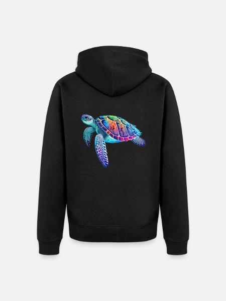 tortue marine Tortue de mer - Premium økologisk unisex-hættejakke - sort