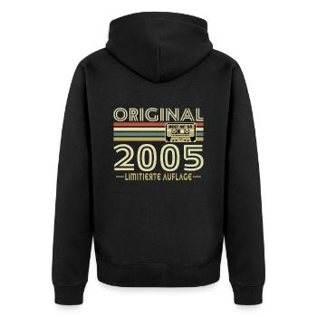 Original 2005 Jahrgang Vintage Geburtstag Retro - Unisex Premium Bio Zip Hoodie - Schwarz - Hinten - Nico (187cm)
