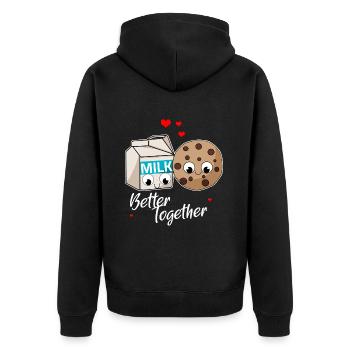 Better together - Milk and Cookie love Couple - Unisex Premium Organic Zip Hoodie - black - Back - Nico (187cm)