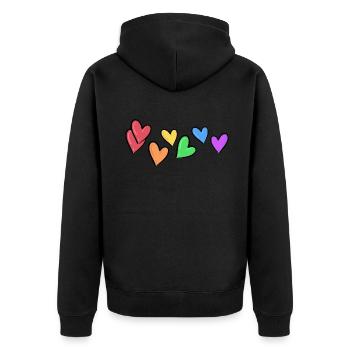LGBT regenbogen love pride - Unisex Premium Bio Zip Hoodie - Schwarz - Hinten - Nico (187cm)