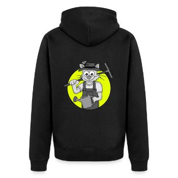 Chat jardinier rétro - Veste à capuche bio Premium Unisexe - noir - Dos - Nico (187cm)