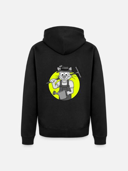 Retro Gardener Cat - Unisex Premium Organic Zip Hoodie - black