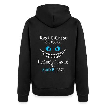 Katze Grinsekatze Geschenk Weihnachtsgeschenk - Unisex Premium Bio Zip Hoodie - Schwarz - Hinten - Nico (187cm)