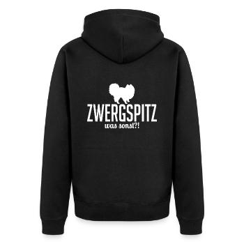 Zwergspitz was sonst Hunde Hundespruch Wilsigns - Unisex Premium Bio Zip Hoodie - Schwarz - Hinten - Nico (187cm)