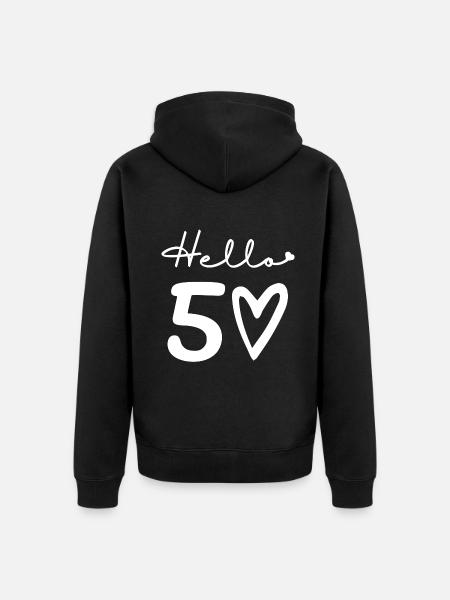 hello 50. 50th birthday - Unisex Premium Organic Zip Hoodie - black