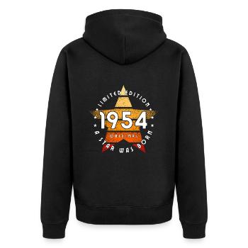 A Srar was born 1954 original limited edition - Unisex Premium Organic Zip Hoodie - black - Back - Nico (187cm)
