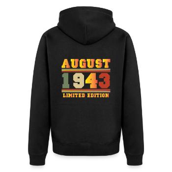 Août 1943 Cadeau d’anniversaire en édition limitée - Veste à capuche bio Premium Unisexe - noir - Dos - Nico (187cm)