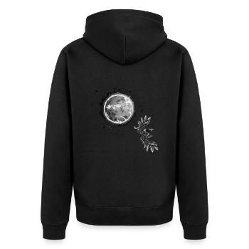 Icarus Flying Too Close To The Sun - Unisex Premium Bio Zip Hoodie - Schwarz - Hinten - Nico (187cm)
