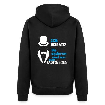 Bräutigam Polterabend Hochzeit JGA - Unisex Premium Bio Zip Hoodie - Schwarz - Hinten - Nico (187cm)