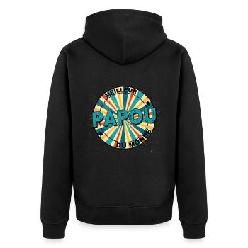 Meilleur Papou du monde Cadeau Grand-Père - Veste à capuche bio Premium Unisexe - noir - Dos - Nico (187cm)