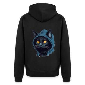 Katzenkopf Schwarze Katze Bombay Happy Cat Katzen - Unisex Premium Bio Zip Hoodie - Schwarz - Hinten - Nico (187cm)