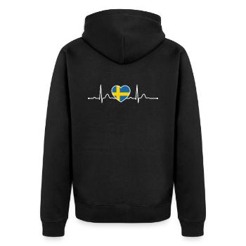 Schweden Herzlinie Herzschlag Skandinavien Urlaub - Unisex Premium Bio Zip Hoodie - Schwarz - Hinten - Nico (187cm)