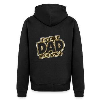 Bester Papa Dad auf der Welt - Vatertag Geburtstag - Unisex Premium Bio Zip Hoodie - Schwarz - Hinten - Nico (187cm)