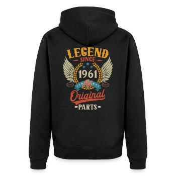 Légende depuis 1961 Vintage Cadeau d’anniversaire - Veste à capuche bio Premium Unisexe - noir - Dos - Nico (187cm)