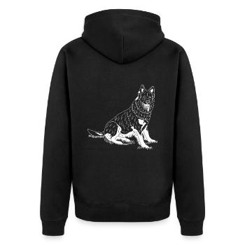 Altdeutscher Schäferhund - Unisex Premium Bio Zip Hoodie - Schwarz - Hinten - Nico (187cm)