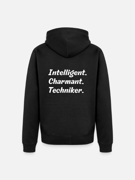 Intelligent. Charmant. Techniker - Unisex Premium Bio Zip Hoodie - Schwarz