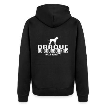 BRAQUE DU BOURBONNAIS was sonst Hunde Wilsigns - Unisex Premium Bio Zip Hoodie - Schwarz - Hinten - Nico (187cm)