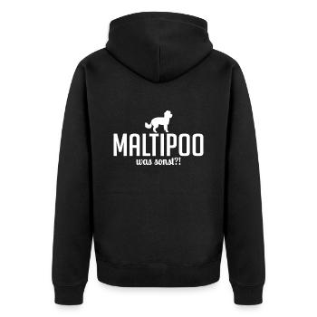 Maltipoo was sonst Hundespruch Hunde - Unisex Premium Bio Zip Hoodie - Schwarz - Hinten - Nico (187cm)