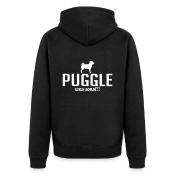 Puggle was sonst Hundespruch Hunde Hund - Unisex Premium Bio Zip Hoodie - Schwarz - Hinten - Nico (187cm)