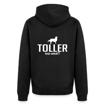 TOLLER was sonst Hunde Hund Spruch Wilsigns - Unisex Premium Bio Zip Hoodie - Schwarz - Hinten - Nico (187cm)