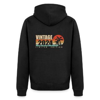 2024 Original vintage anniversary year 2024 - Unisex Premium Organic Zip Hoodie - black - Back - Nico (187cm)