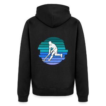 Joueur de hockey Vintage Hockey sur gazon enfants - Veste à capuche bio Premium Unisexe - noir - Dos - Nico (187cm)